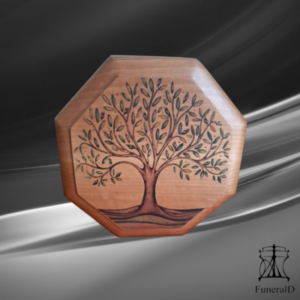 Ξύλινη-Τεφροδόχος-8γωνη-με-σχέδιο-δέντρο-400x400